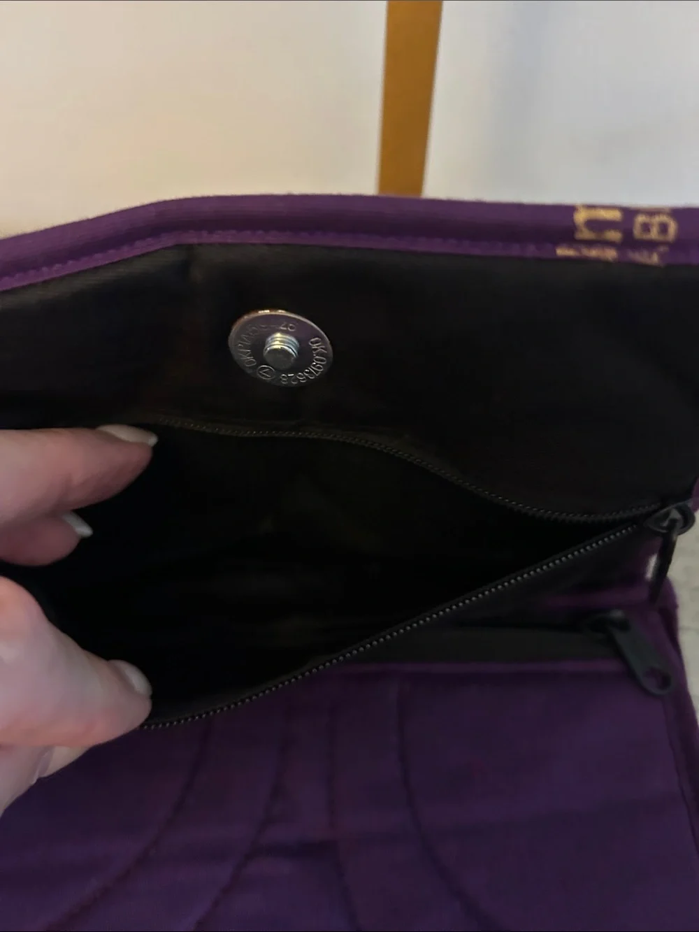 Embellished Purple Women's Clutch with Gold Stitching 6.5x4.5